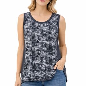 Suzanne Betro Black and Gray Tie-Dye Tank Top